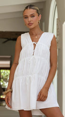 Elina Cinch Mini Dress - White