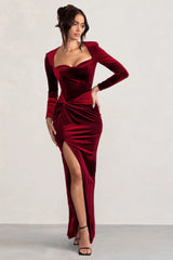 fay | berry velvet corset style knot maxi dress