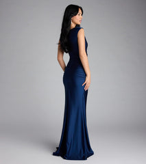 blanca boat neck mermaid formal dress