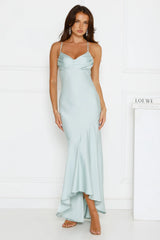 Modern Luxe Satin Maxi Dress Sage