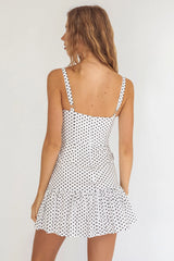 Rachelle Tied Bust Ruched Mini Dress Spotted White/Navy