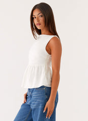 Sallie Linen Top - White