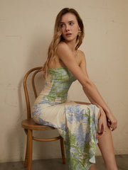 monet floral print split midi dress
