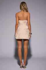 Layers Of Roses Strapless Mini Dress Cream