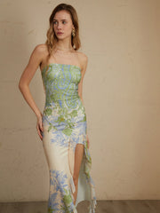 monet floral print split midi dress