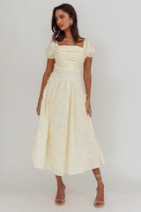 Telma Puff Sleeves Midi Dress Butter