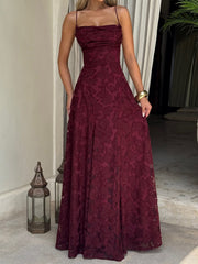 French-Inspired Elegant Knit Maxi Dress – Sleeveless High-Waisted A-Line Slip Dress