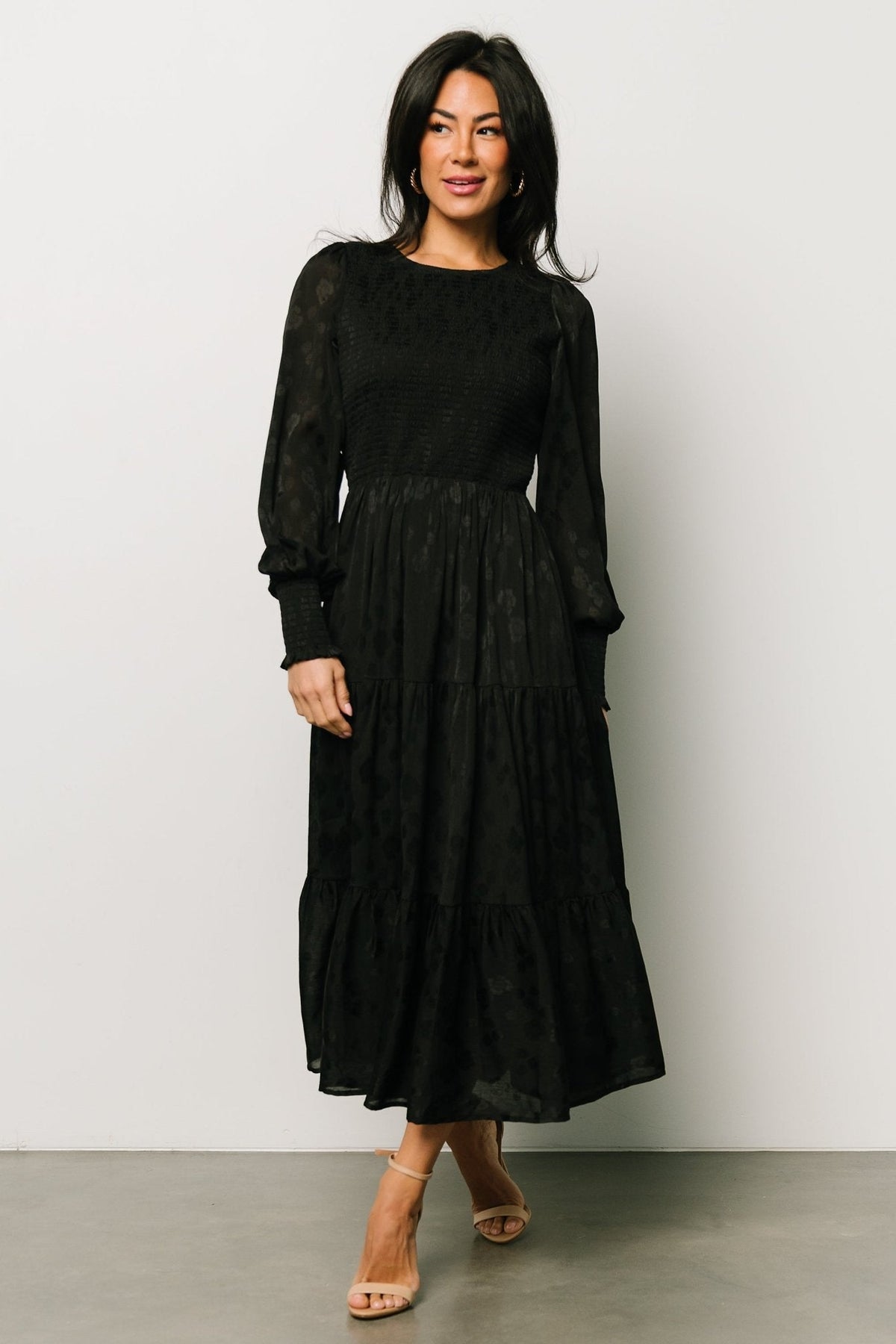 stockholm smocked dress | black
