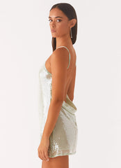 radiant energy cowl back mini dress - mint