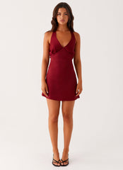 Heavy Hearted Mini Dress - Wine