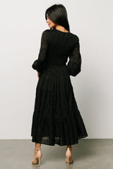 stockholm smocked dress | black