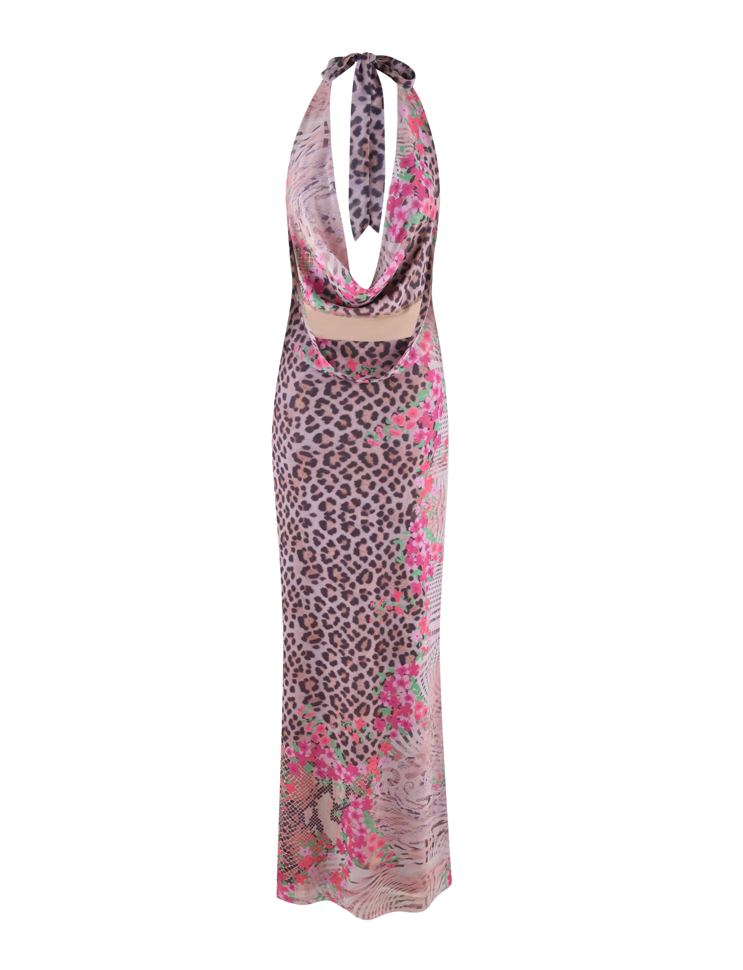 CATALINA MAXI DRESS - NEUTRAL : ANIMAL : ANIMAL FLORAL BORDER