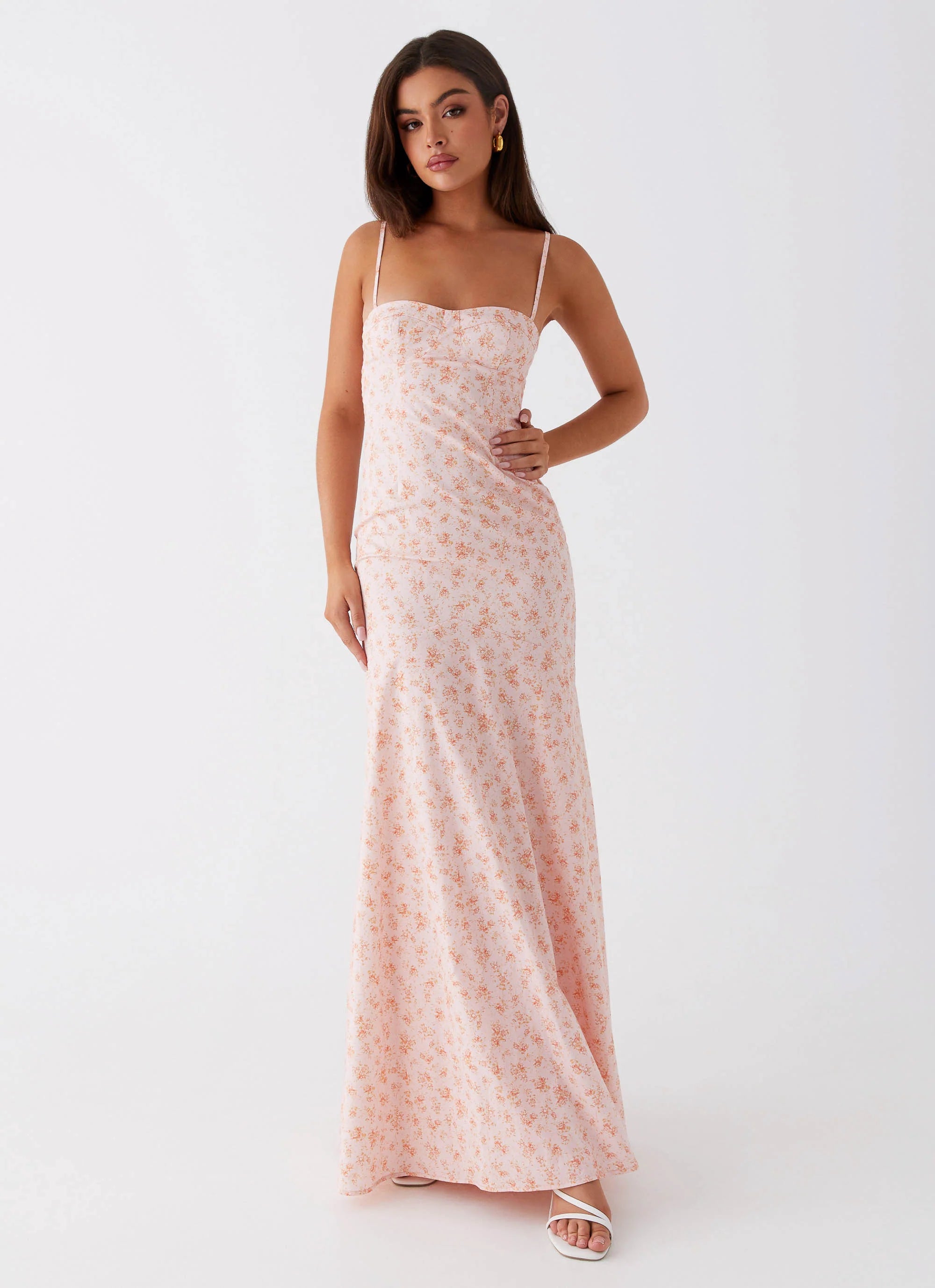 britney maxi dress - pink ditsy floral
