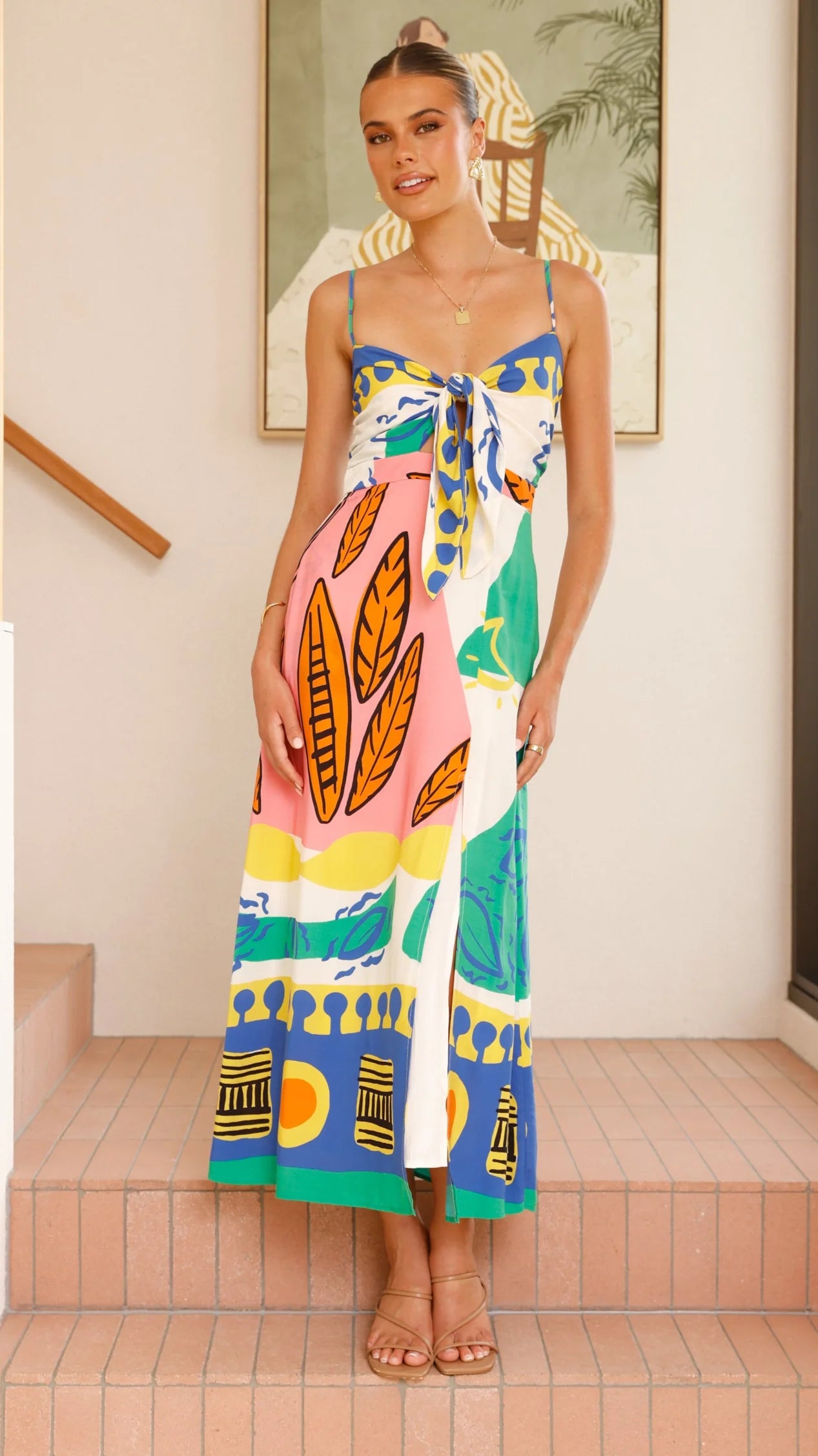 Shahar Maxi Dress - Green Print