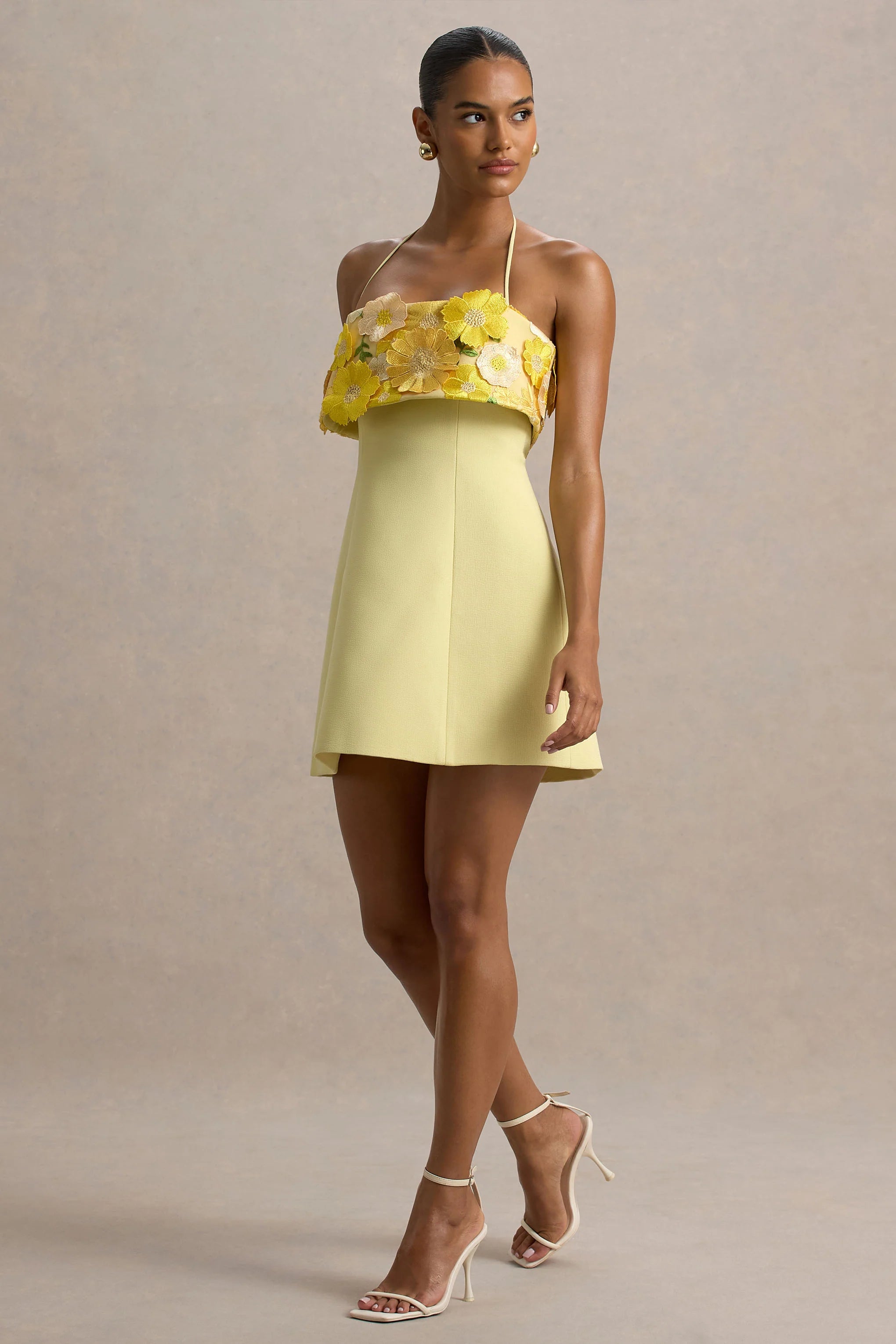 shelley | lemon floral bandeau micro-mini dress