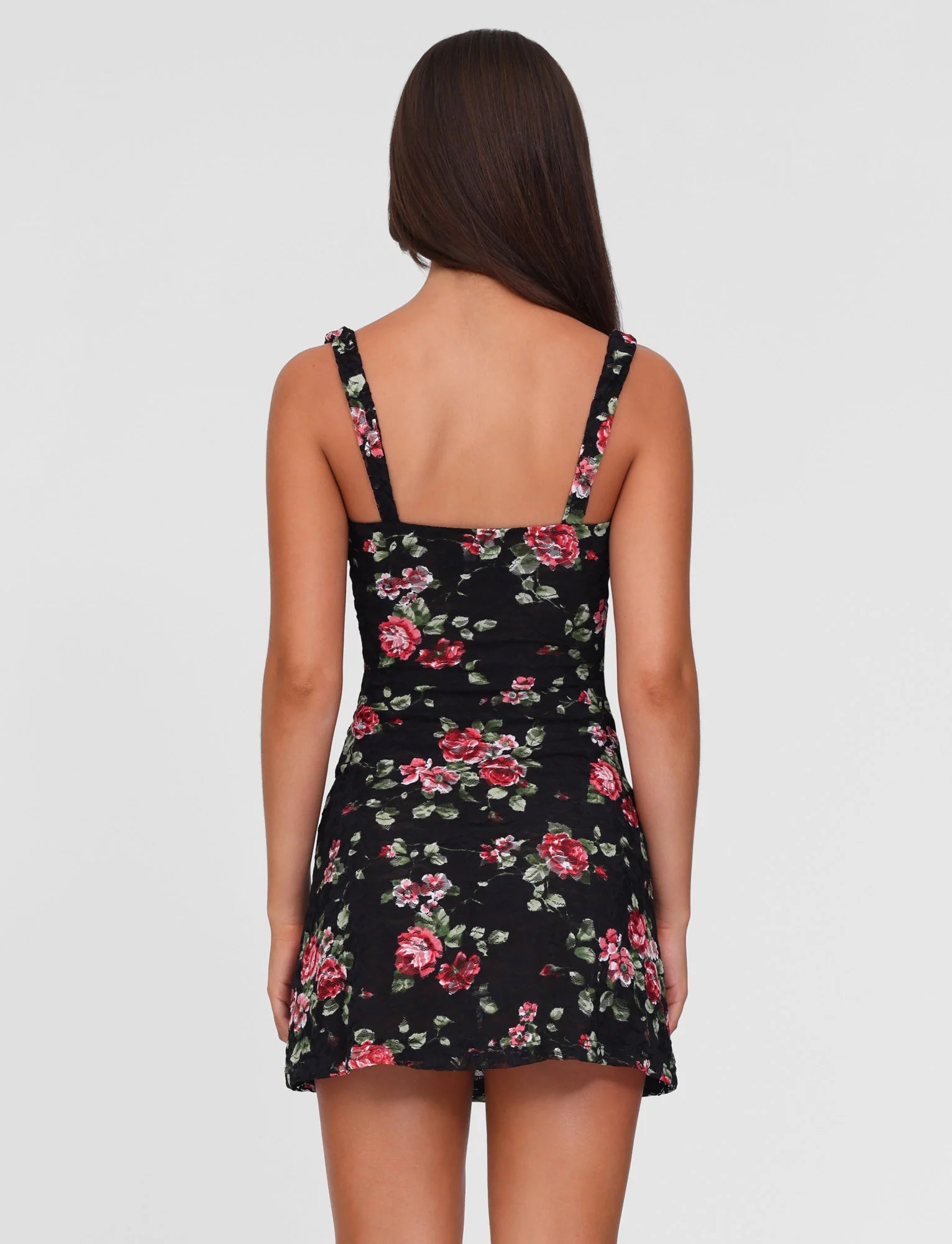 ANDEE MINI DRESS - BLACK : FLORAL : BLACKROSE
