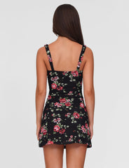 ANDEE MINI DRESS - BLACK : FLORAL : BLACKROSE