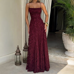 French-Inspired Elegant Knit Maxi Dress – Sleeveless High-Waisted A-Line Slip Dress