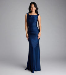 blanca boat neck mermaid formal dress