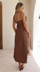 Elie Maxi Dress - Chocolate/Cream Polka Dot