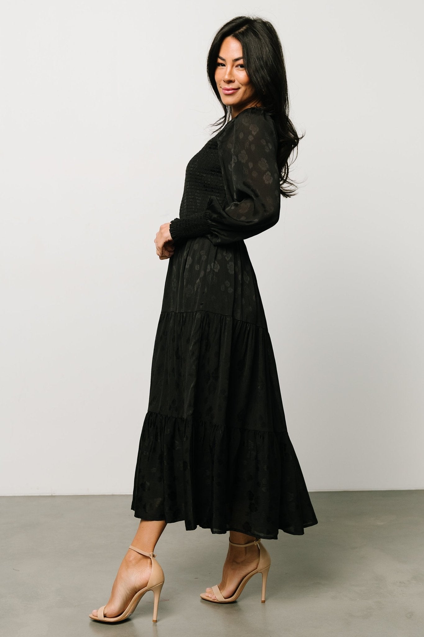 stockholm smocked dress | black