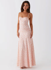britney maxi dress - pink ditsy floral