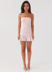 young heart mini dress - pink petal