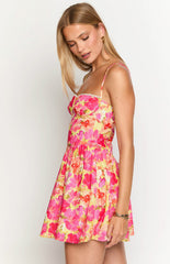 sam yellow floral pop mini dress