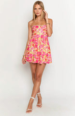 sam yellow floral pop mini dress