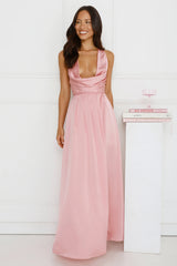 Lush Whispers Satin Maxi Dress Pink
