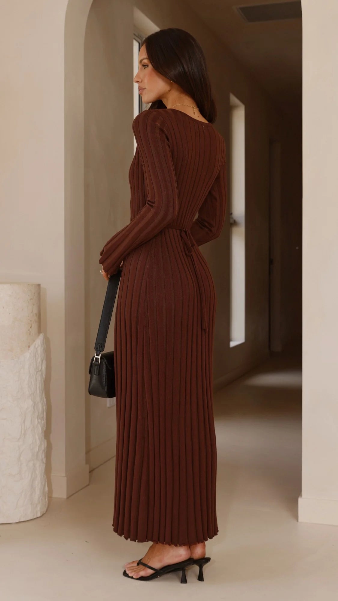 Cyra Long Sleeve Maxi Dress - Chocolate