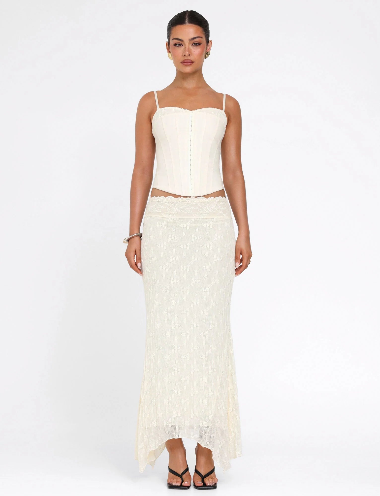 ANTONELLA MIDI SKIRT - WHITE : LACE : CREAM