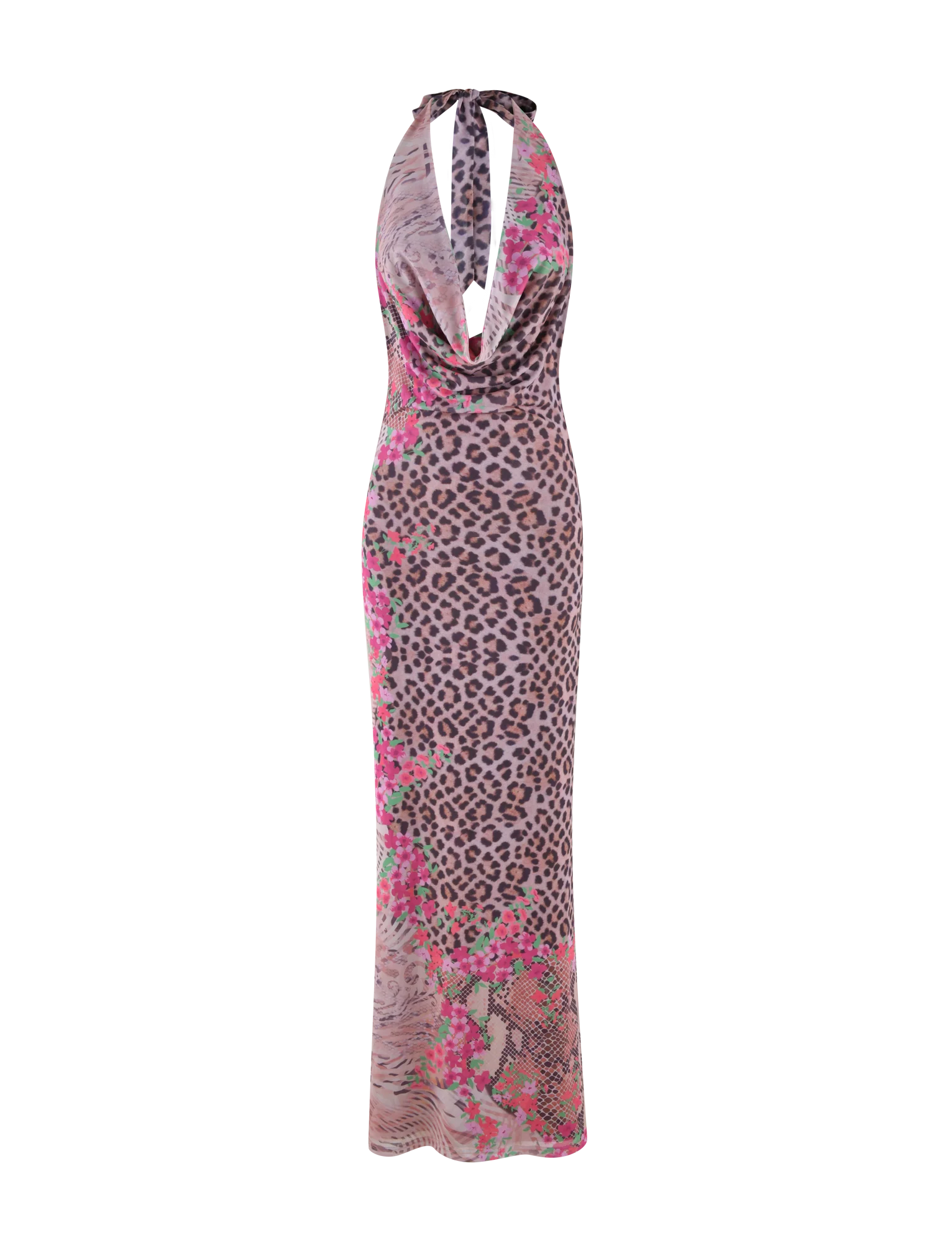 CATALINA MAXI DRESS - NEUTRAL : ANIMAL : ANIMAL FLORAL BORDER