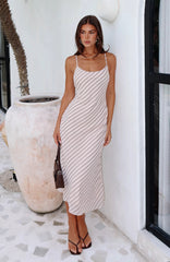 you love me midi dress oat/choc stripe