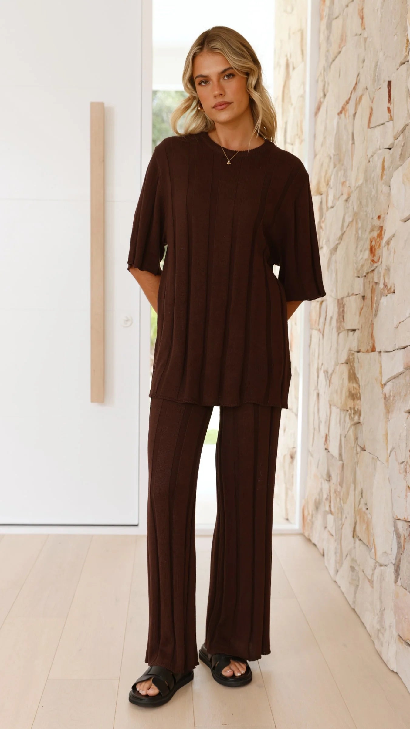 Bayu Knit Pants - Brown