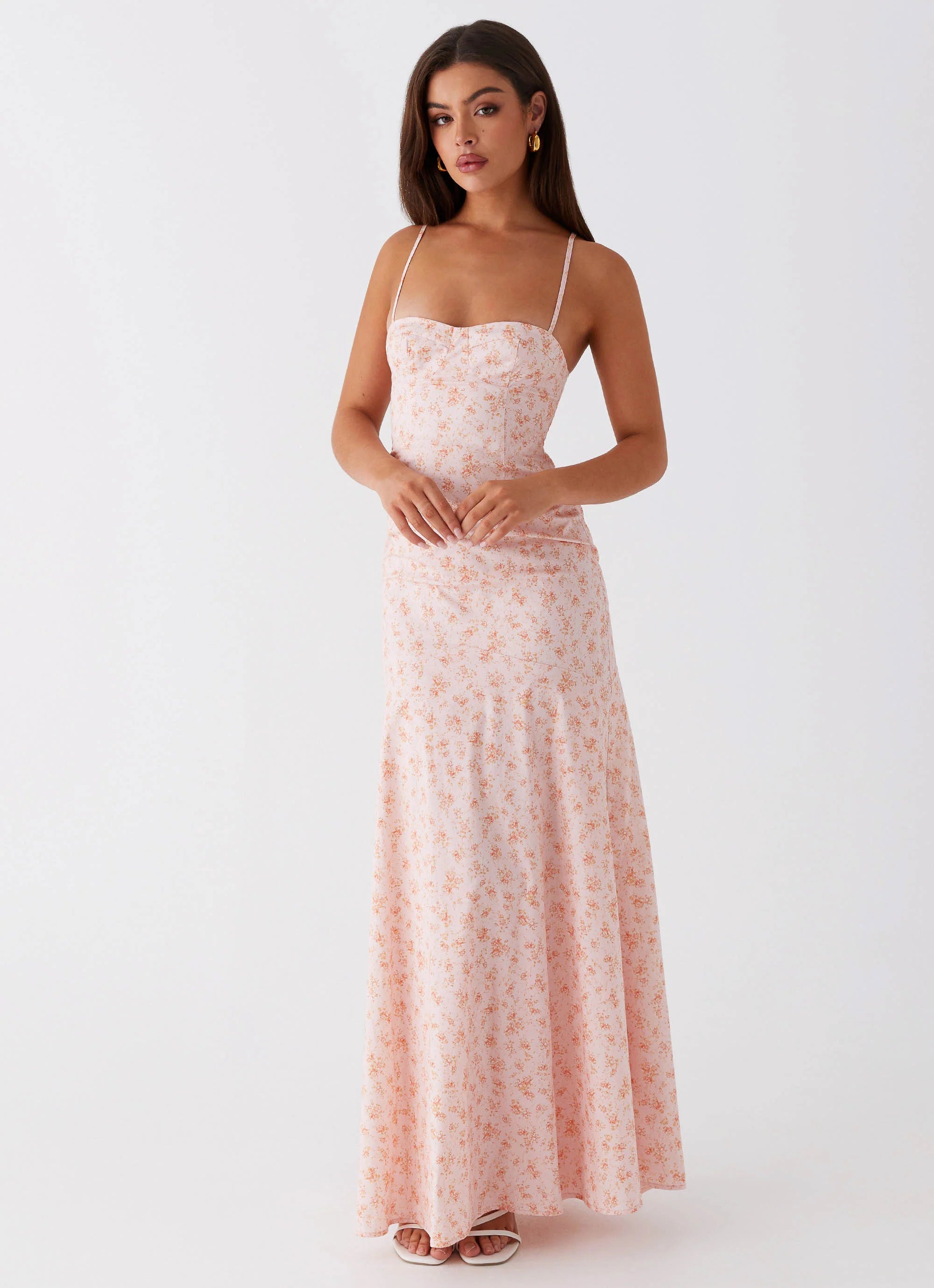 britney maxi dress - pink ditsy floral