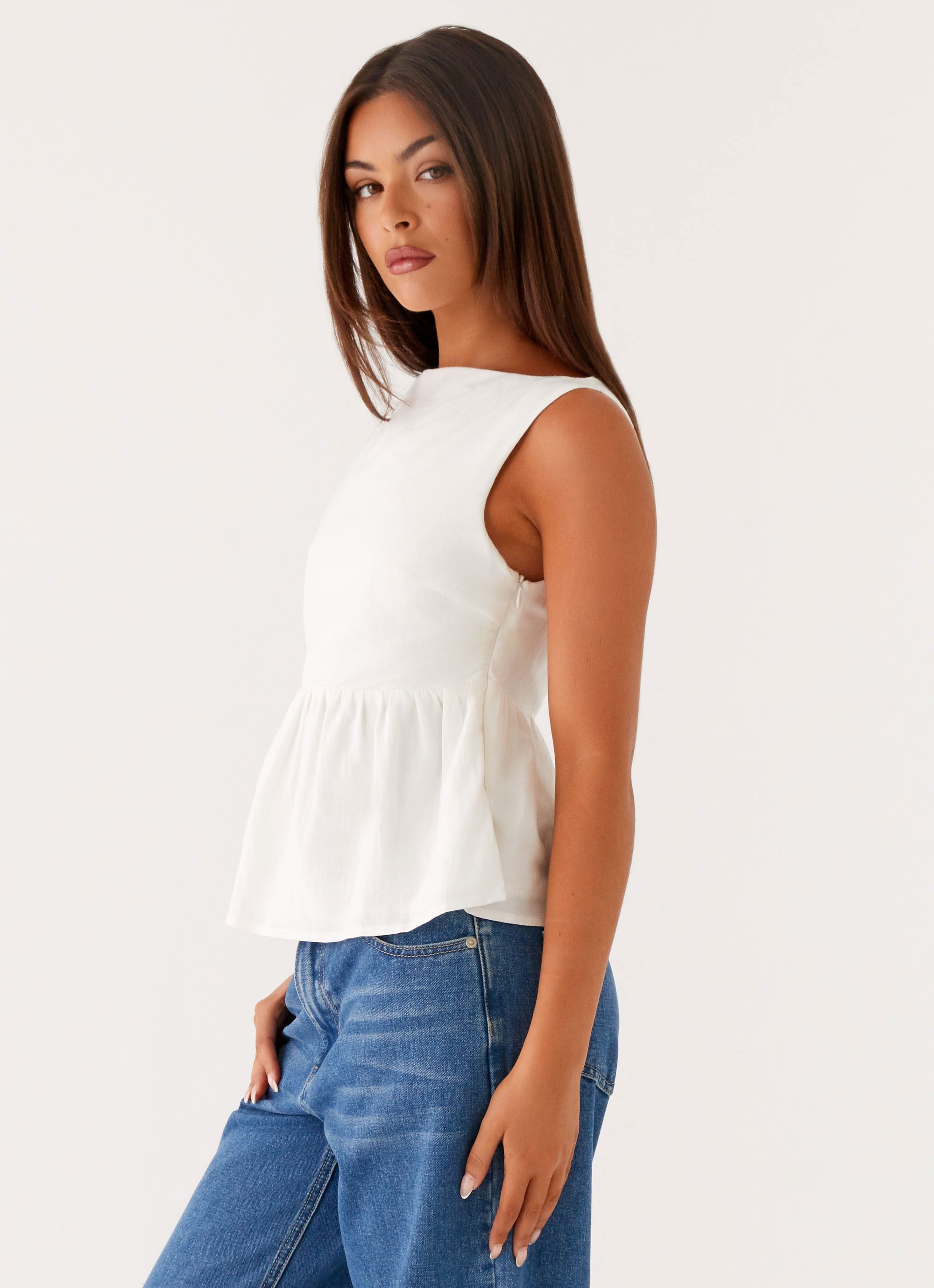 Sallie Linen Top - White