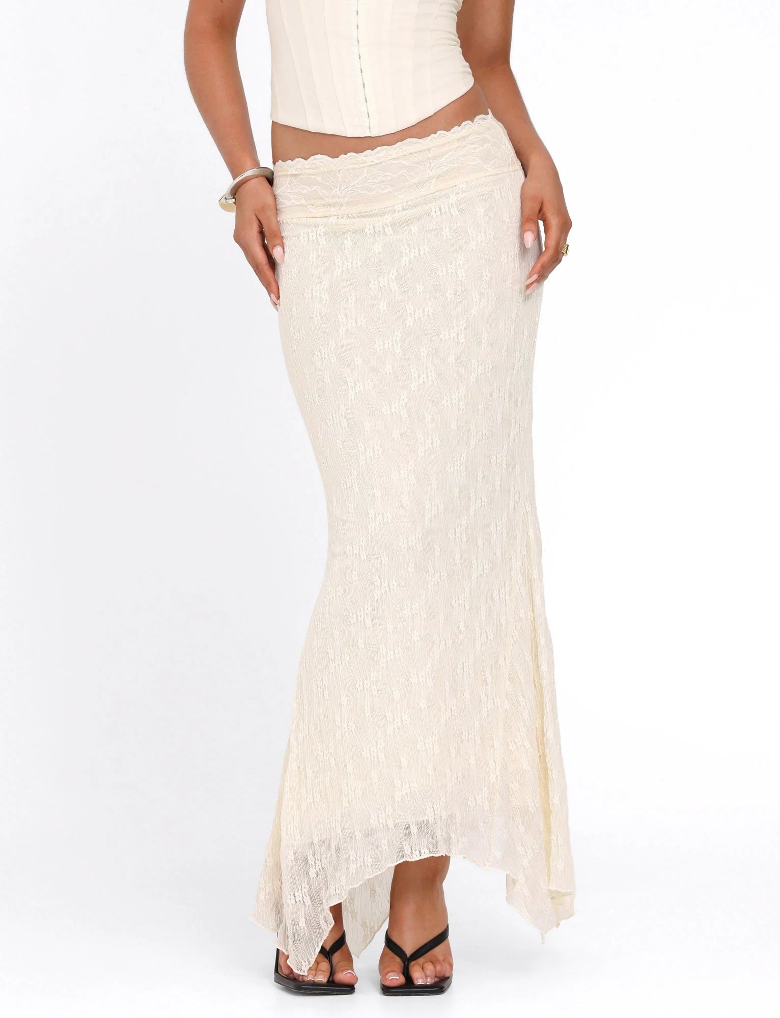 ANTONELLA MIDI SKIRT - WHITE : LACE : CREAM