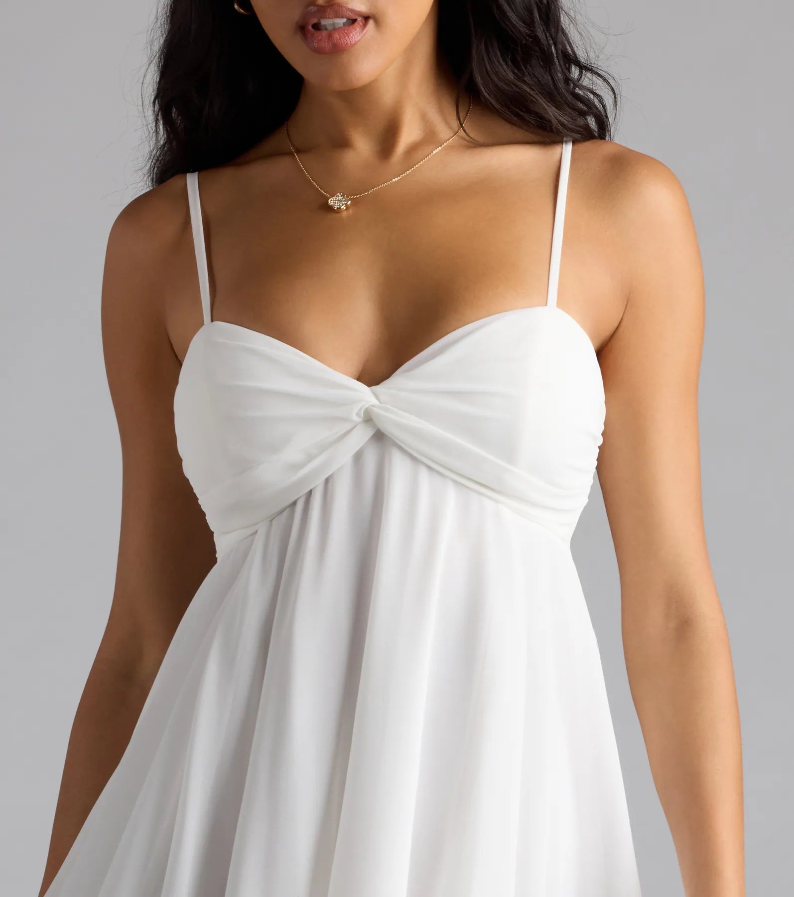 perfectly pretty tie back chiffon babydoll dress
