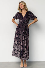dahlia velvet dress | indigo + purple floral