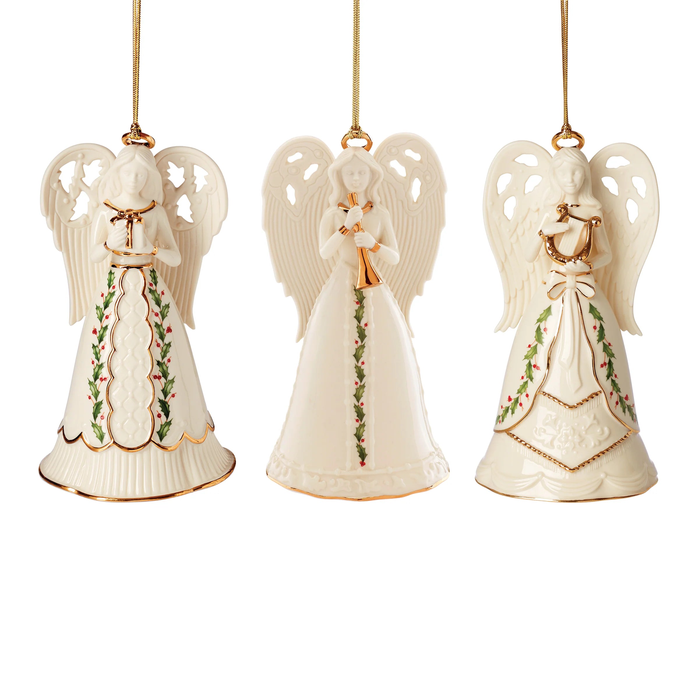 holiday angel bell ornaments, set of 3