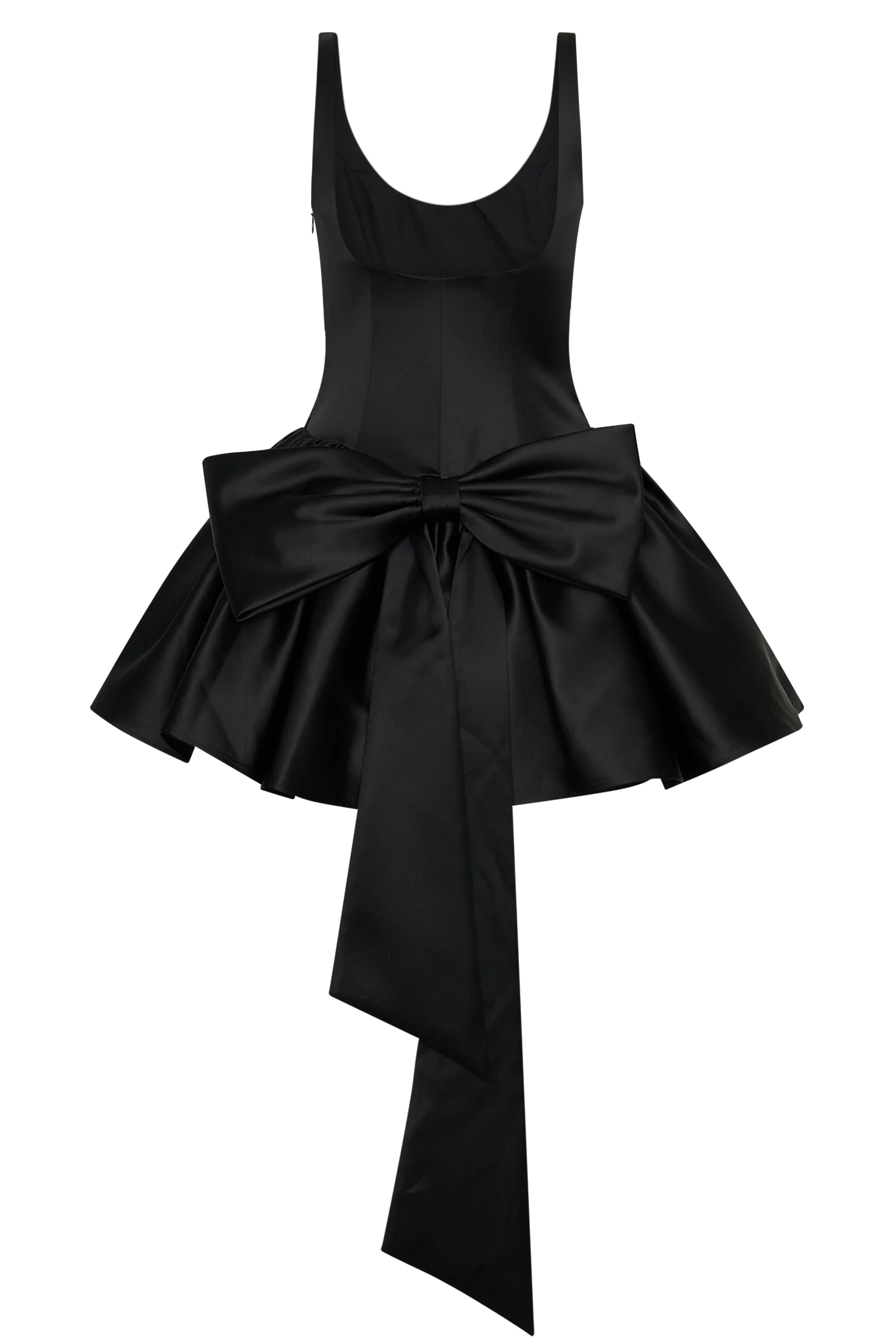Felicia Satin Mini Dress With Bow - Black