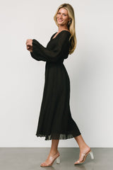 dalton pleated midi dress | black