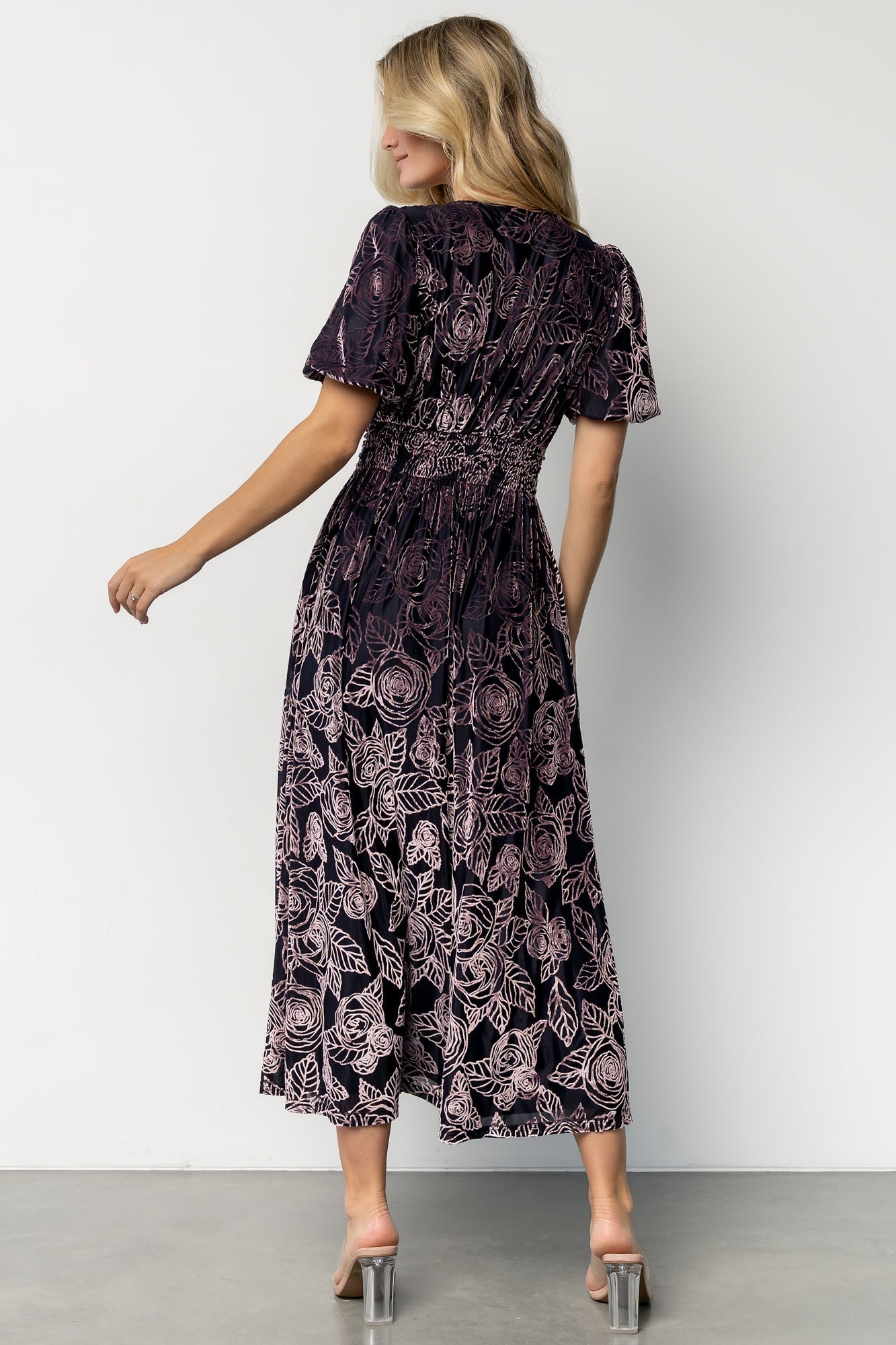 dahlia velvet dress | indigo + purple floral