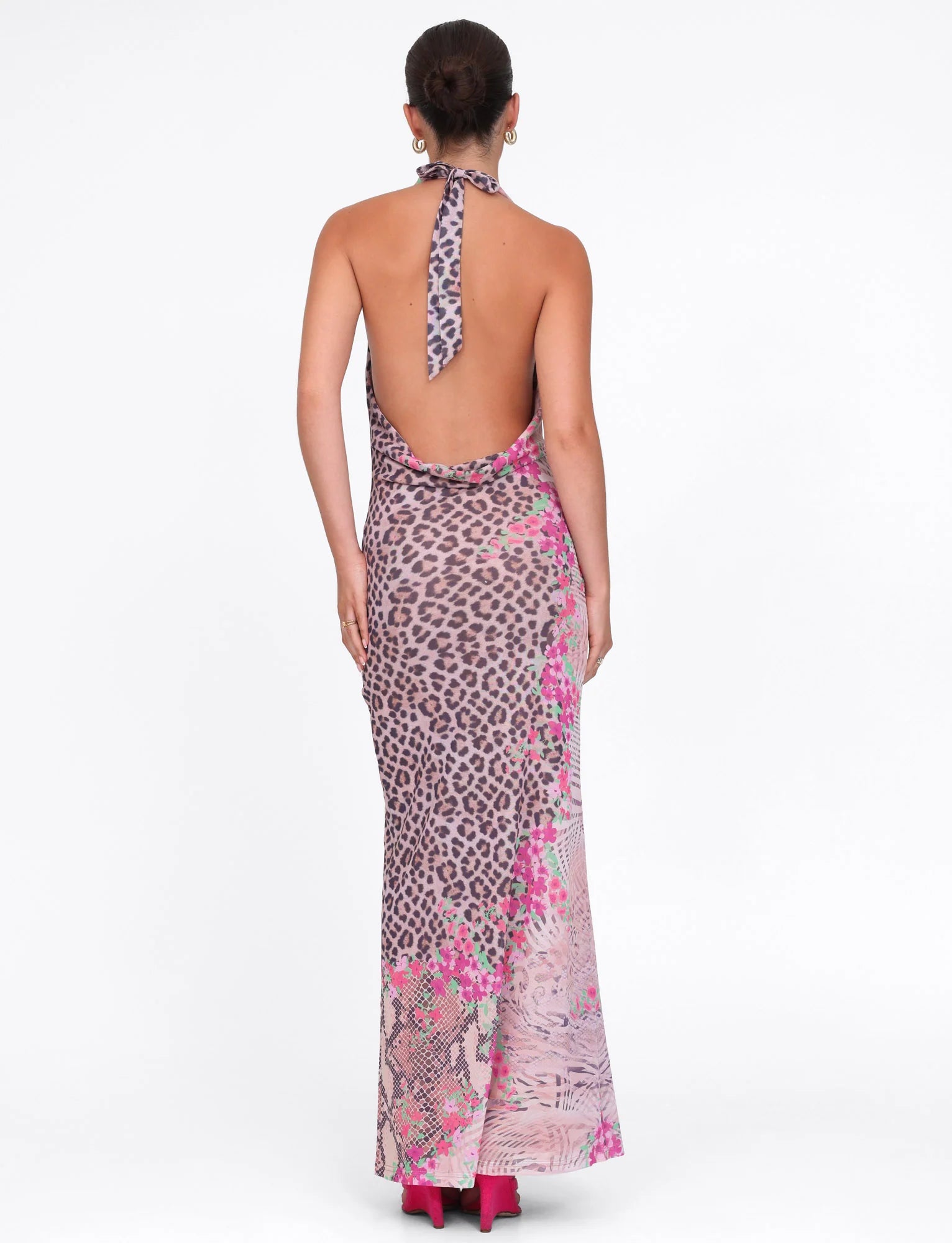 CATALINA MAXI DRESS - NEUTRAL : ANIMAL : ANIMAL FLORAL BORDER